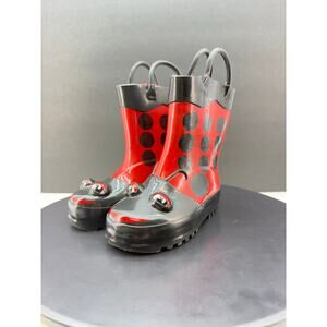 Western Chief Kids Ladybug Rain Boots Toddler Size 7 Red Black Waterproof Shoes